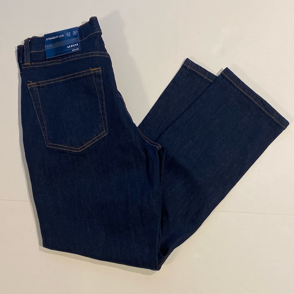 Alfani SZ 32 x 30 Straight Leg Dark Blue Denim Blue Jeans New D4e